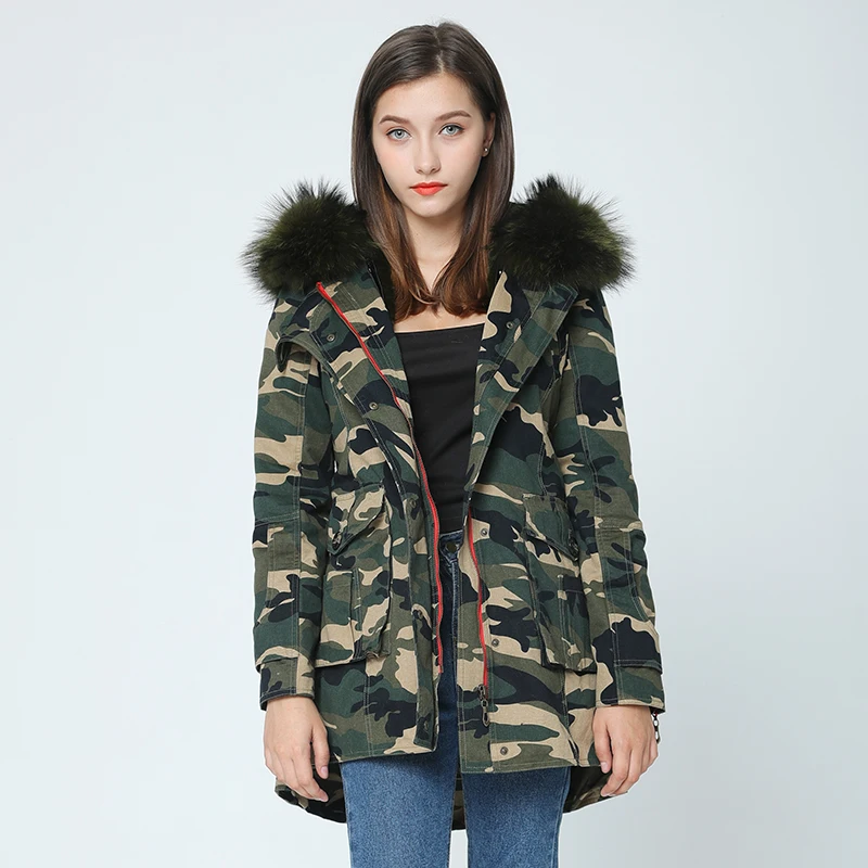 OFTBUY 2019 зимняя куртка пальто женская верхняя одежда 100 натуральный мех енота