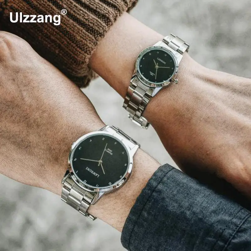 Часы мужские и женские модные кварцевые полностью из нержавеющей стали |