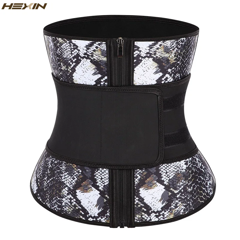 HEXIN Fajas 7 стальных костей латекс змеиный принт тренажер для талии скульптура