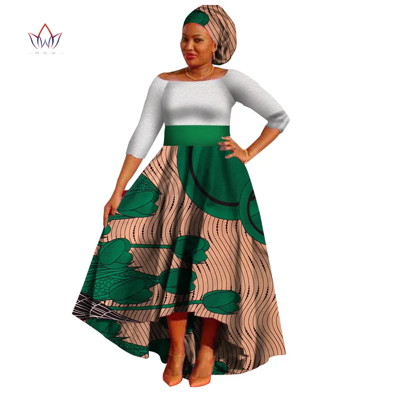 Африканские платья для женщин Дашики кружева+ хлопчатобумажная ткань с принтом африканская одежда Базен плюс размер длинное платье для леди WY732