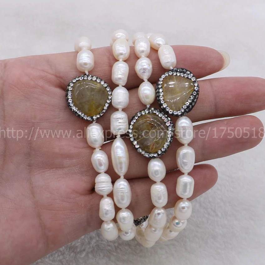 Ожерелье из натурального жемчуга ручной работы драгоценные камни для женщин