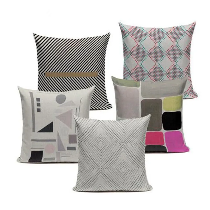 

Geometric Lines Strips Pastel Dots Diamond Cushion Cover Art Car Sofa Home Decor Linen Pillow Cover Throw Pillow Pillowcase