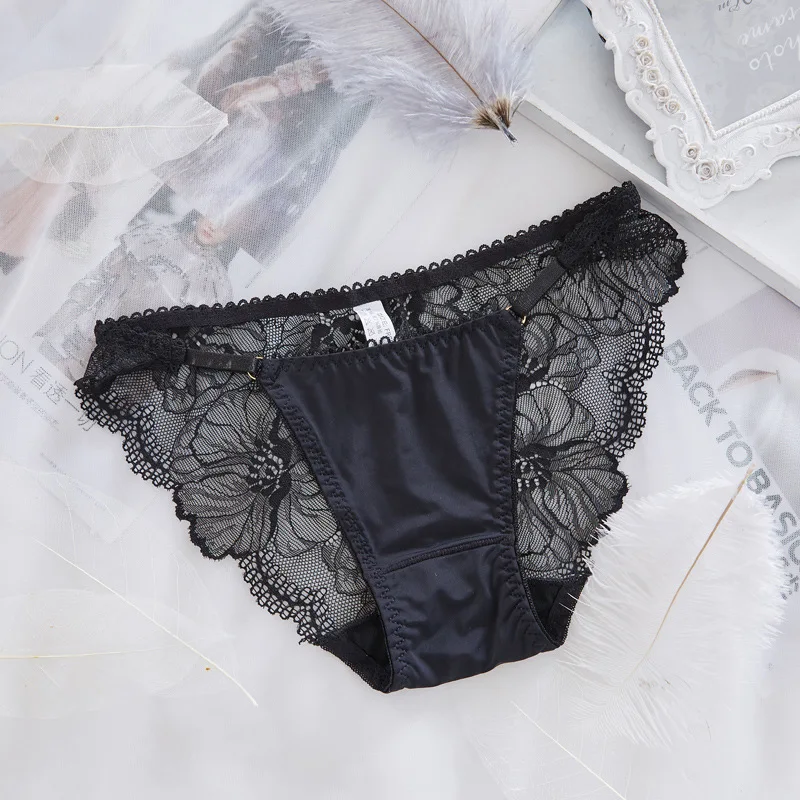 Women's Panties Ice Silk Ladies Underwear Transparent Sexy Lace Briefs Women Panty Lingerie |