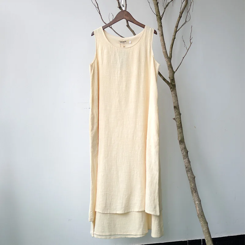 Женское длинное платье на бретельках SCUWLINEN винтажное черное без рукавов с