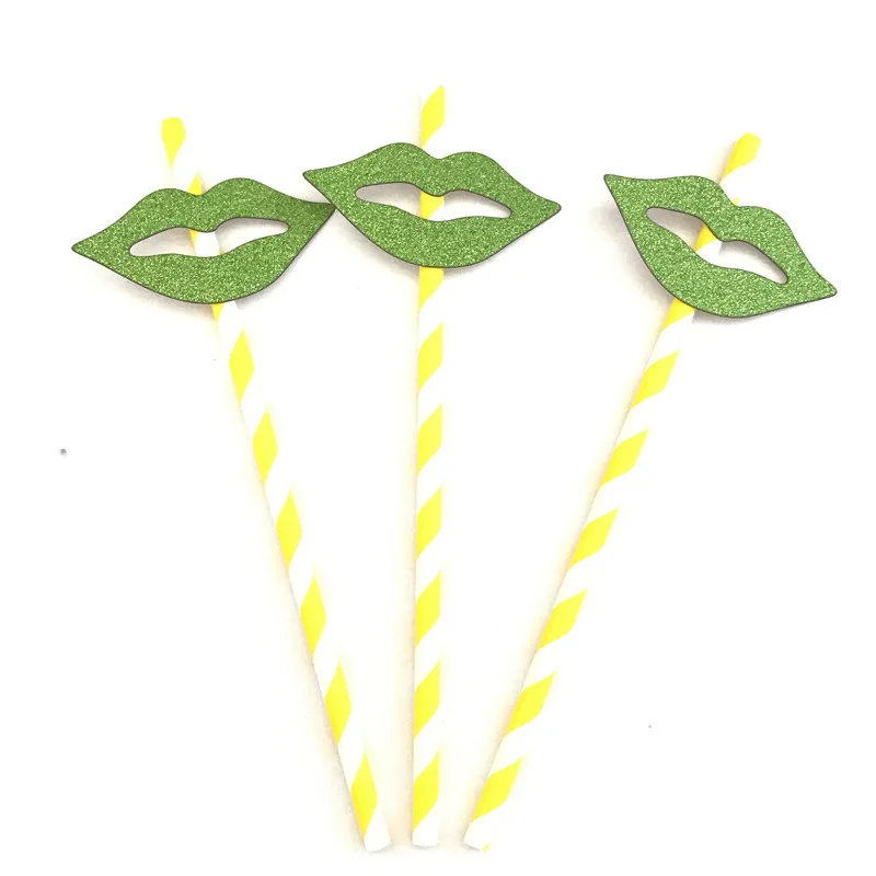 10 шт с наклейками в виде губ соломенные полосатые питьевые соломинки для свадьбы