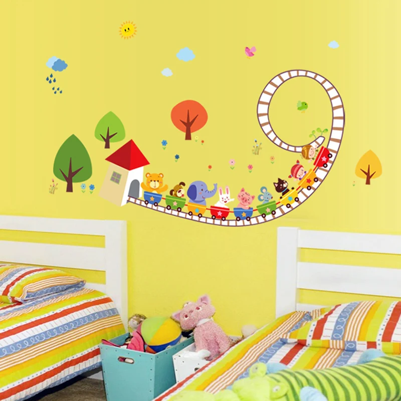 Горки с мультипликационным принтом самоклеющиеся съемные наклейки для гостиной
