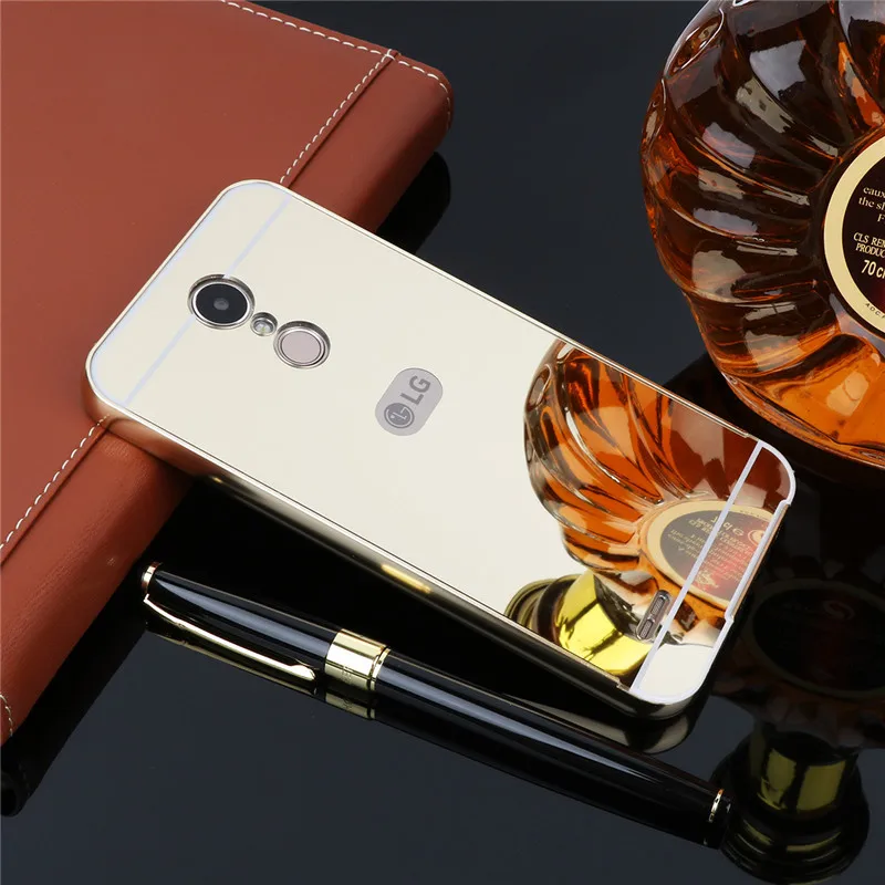 Для LG K8 2017X240X240 чехол с металлической рамкой зеркальной задней крышкой жесткий