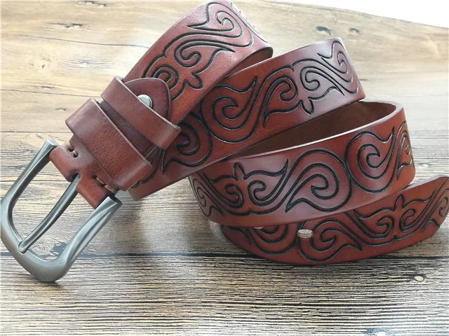 

Мужские Винтажные ремни из воловьей кожи, с пряжкой