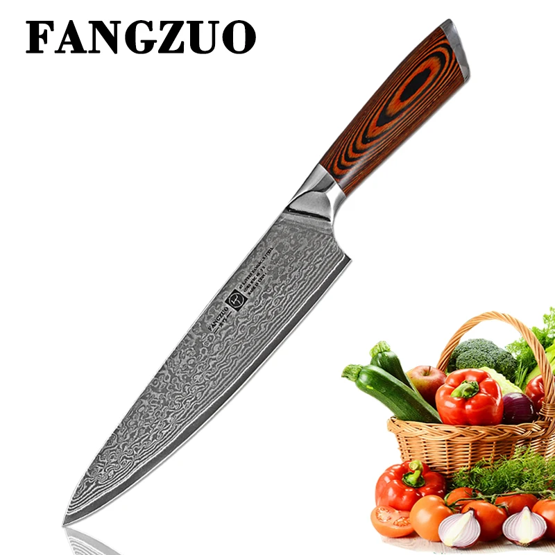 Ножи FANGZUO из дамасской стали шеф повар японский кухонный нож дамасская рукоятка