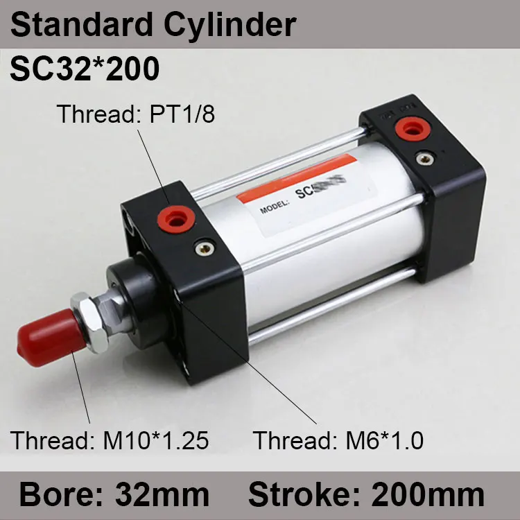 

Стандартные Воздушные цилиндры серии SC32 * 200 SC, клапан с отверстием 32 мм, ход 200 мм, стандартный одностержневой пневматический цилиндр двойно...