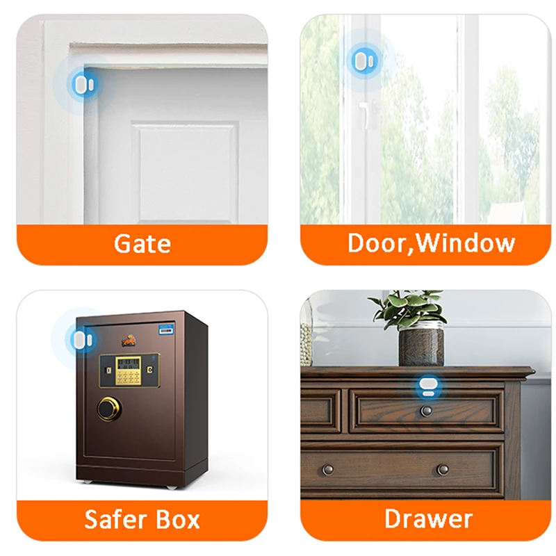 

Tuya Smart Home ZigBee Door Window Sensor WiFi App Notification Alerts Battery Operated Alexa Voice Control Supported