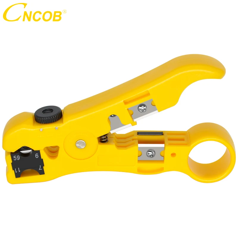 

CNCOB Automatic Cable Wire Stripper Electric Stripping Tools for UTP/STP RG59 RG6 RG7 RG11 Multi-functional Cutter Str