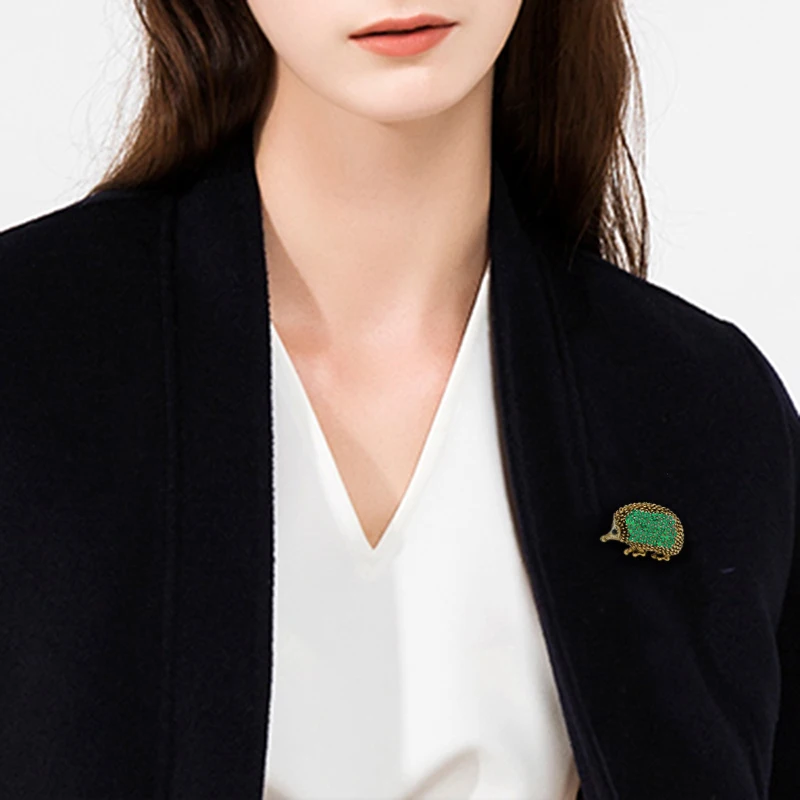 Три цвета Ежика металлическая брошь инкрустированная сверкающими кристаллами