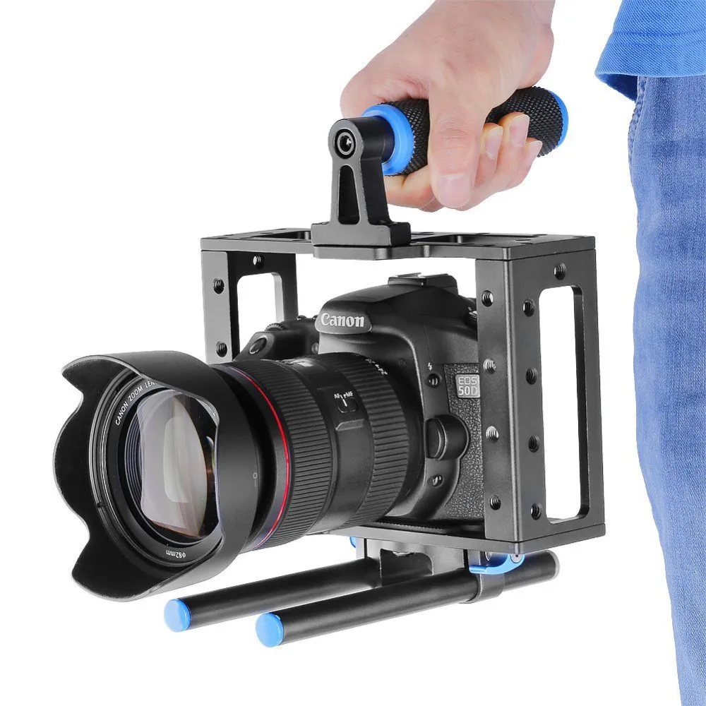 Ручной Алюминий сплава железнодорожных 15 мм Rod DSLR Rig Видео Клетки для камеры rail с