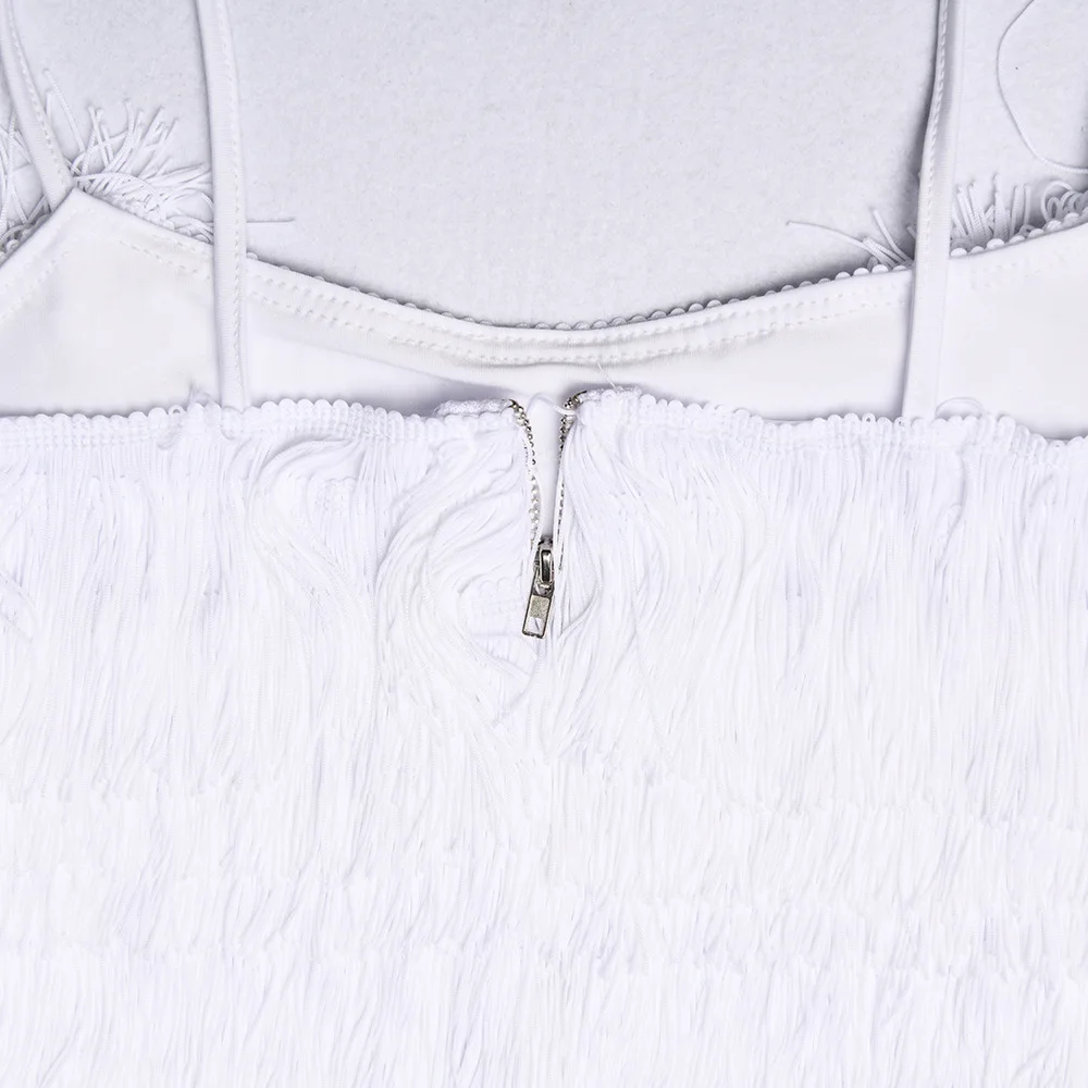 

2019 Tassel Strapless Sexy Party Dress Women Spaghetti Strap Bodycon Mini Party Dress White Backless Summer Dress Vestidos