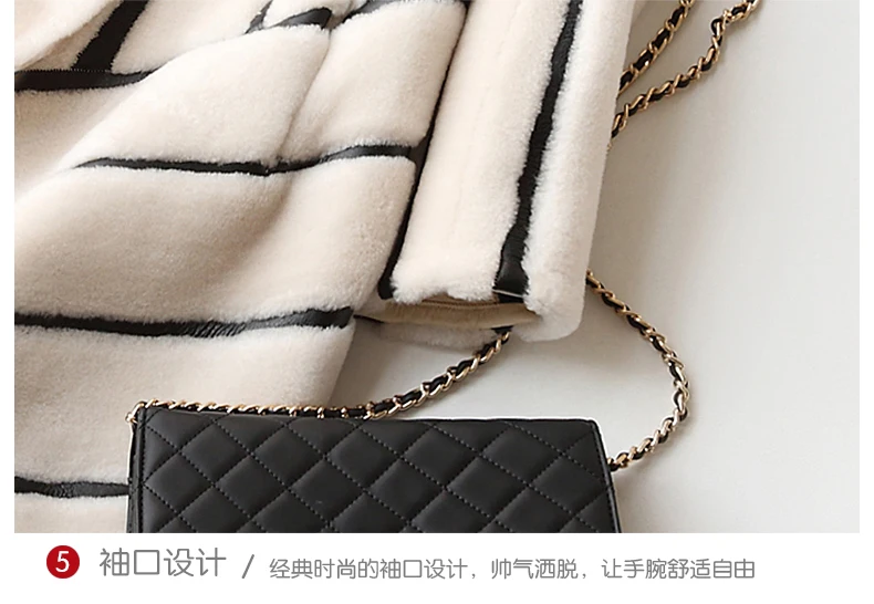 New Striped Coat Mouton Coat for Woman female tonfur Fur Coat Women's winter jackets real fur wool fur coats HF468