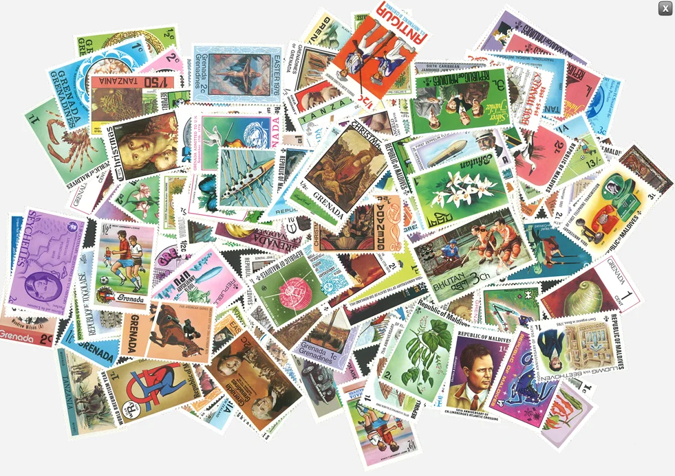 Лот 250 шт. оригинальные марки британской колонии с почтовой маркой не