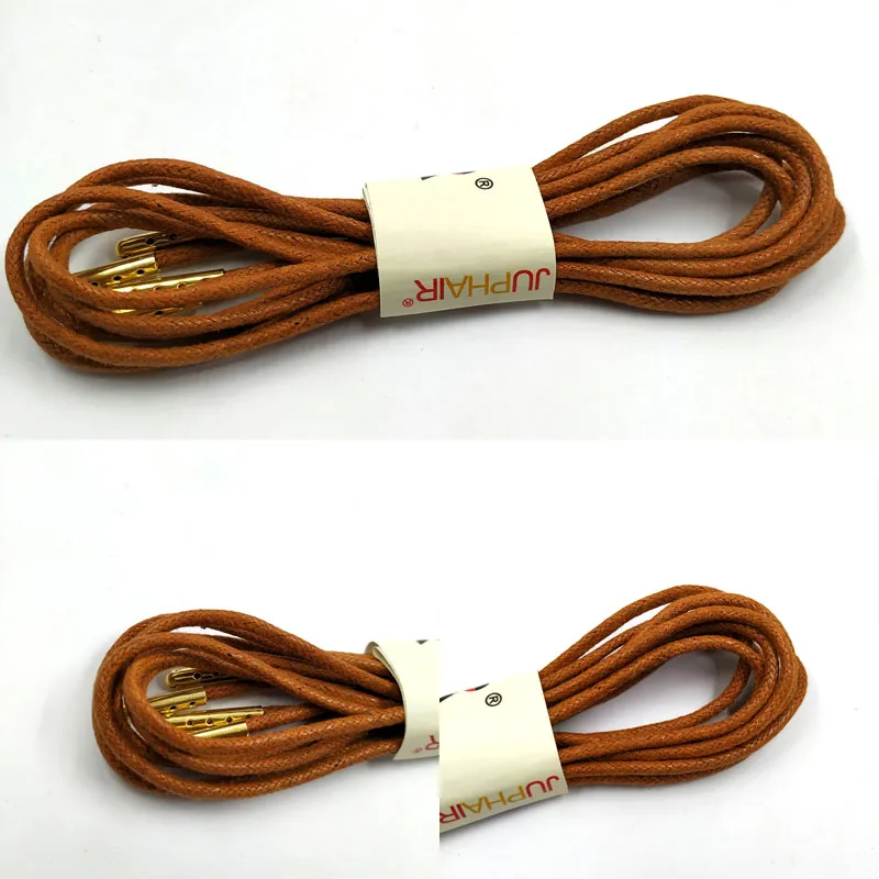 07 Yellow Brown Gold JUPHAIR тонкие Вощеные хлопковые шнурки круглые золотые металлические головы восковая шнурка платье кожаные шнурки для обуви ботинок шнурки для спортивной обуви - Цвет: 07 Yellow Brown Gold