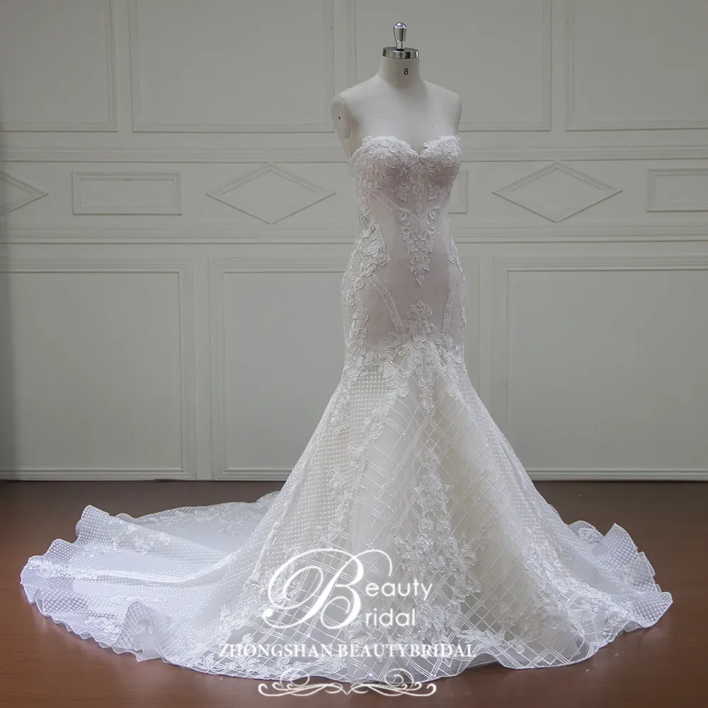 Женское свадебное платье без рукавов Beautybridal кружевное трапециевидной формы с