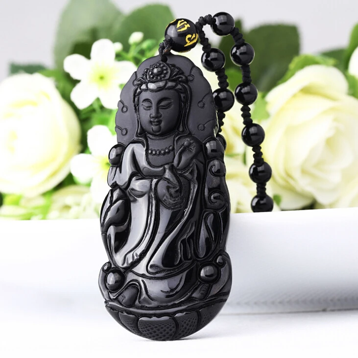 Лидер продаж подвеска Nanhai Guanyin из натурального обсидиана с благословением на