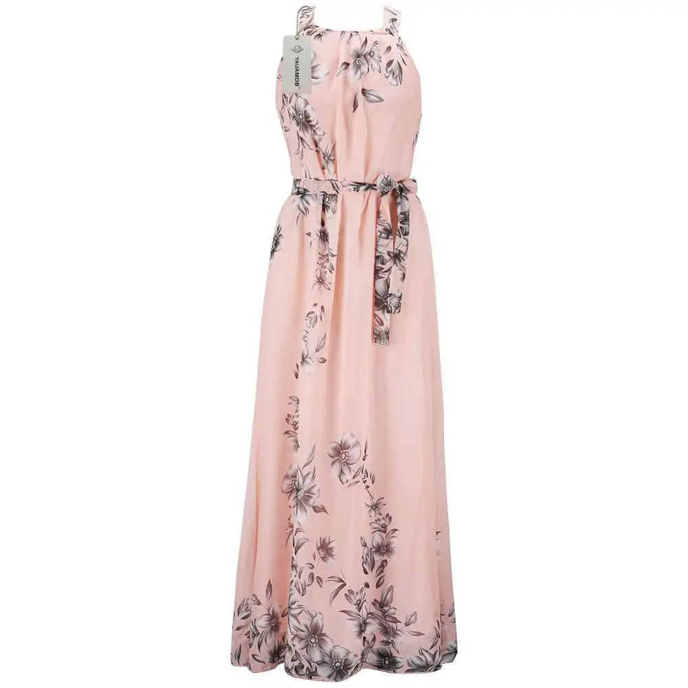 Plus Size S-6xl Women Dress Spring Summer Chiffon Ladies Sleeveless Printing Long Bohemia Beach Fat Clothes Y42 | Женская одежда