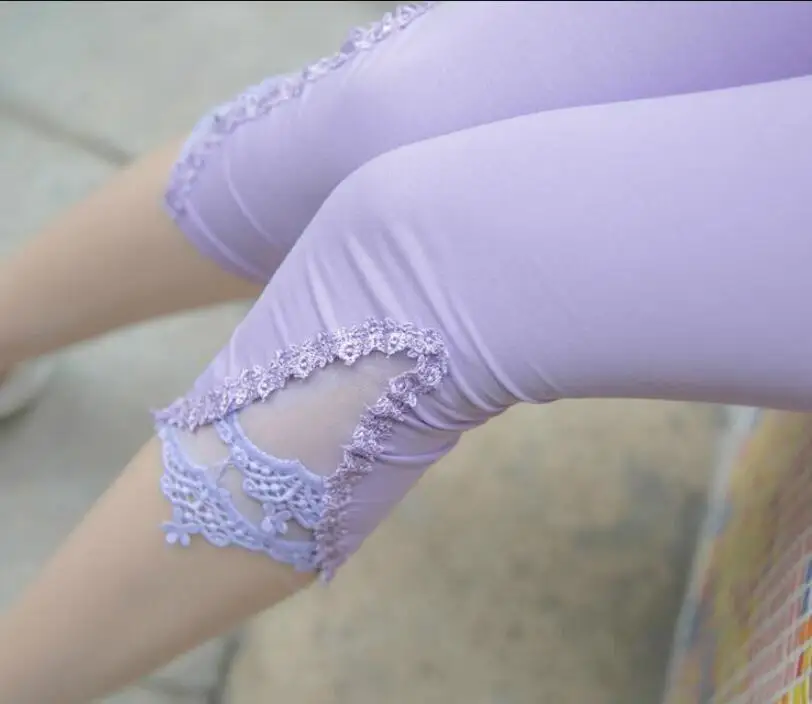 k016 Style 2 Purple VIIANLES, кружевные леггинсы, хлопковые летние леггинсы, женские короткие леггинсы, белые штаны, черные повседневные Капри, Популярные эластичные леггинсы - Цвет: k016 Style 2 Purple