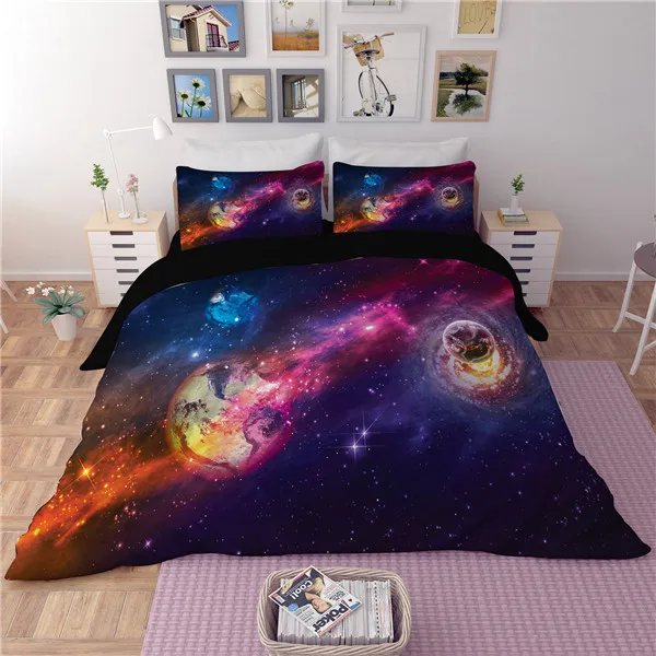 3D постельного белья Звездные войны фиолетовый Galaxy небо кровать набор космического пространства постельное белье 3 шт./4 шт. Twin /queen Размеры 3D Фиолетовый Постельное белье - Цвет: style 8