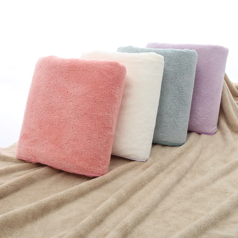 Коралловое бархатное банное полотенце 70*140 см микрофибра для взрослых увеличения