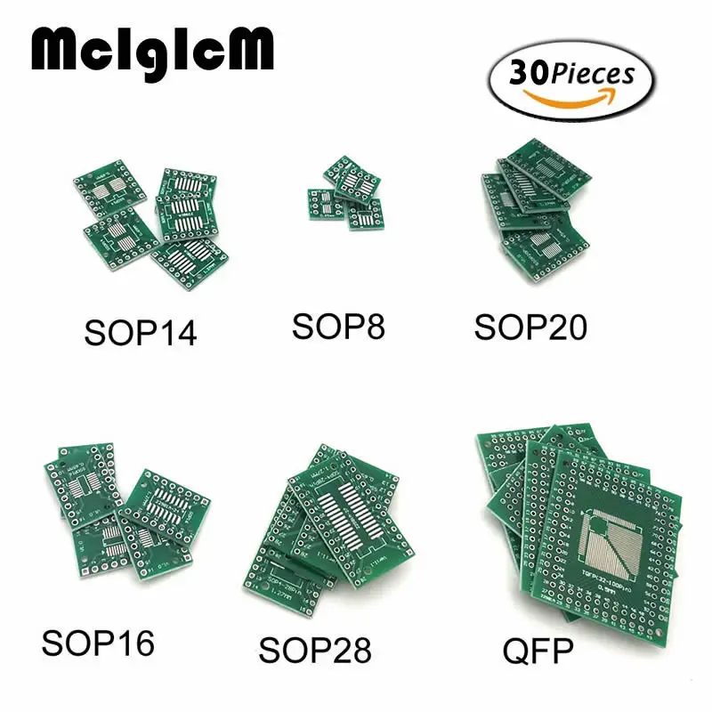 MCIGICM 30 шт. печатная плата комплект SMD поворот к DIP адаптер конвертер пластина FQFP 32 44 64 80 100 HTQFP QFN48 СОП SSOP TSSOP 8 16 24 28