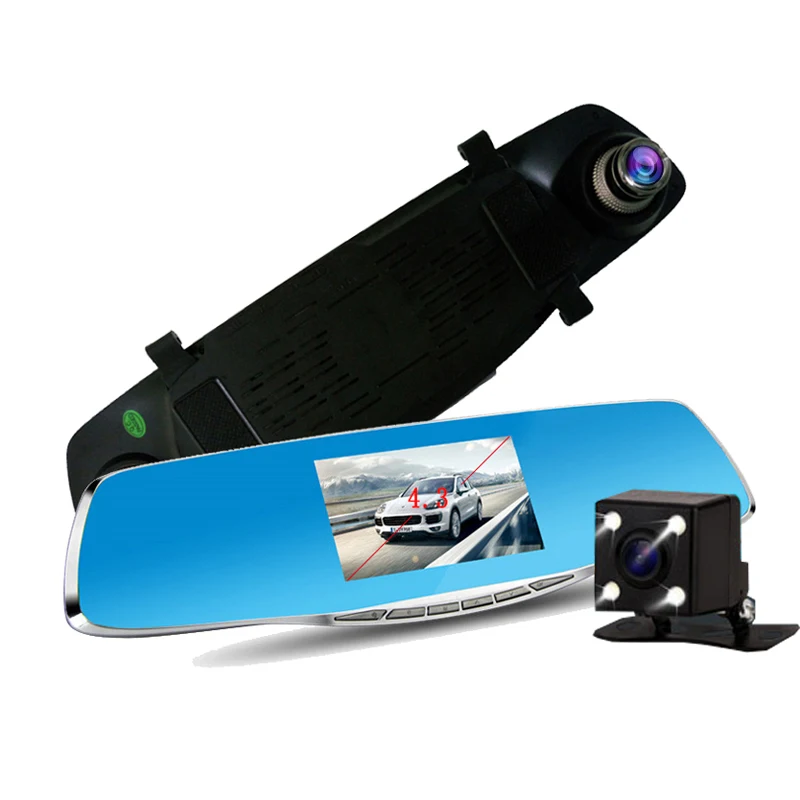 Двойной объектив камеры автомобиля автомобили dvr зеркало заднего вида авто