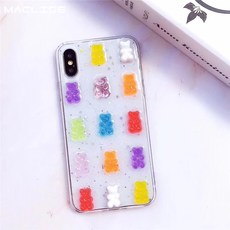 Милый мягкий чехол с медвежонком Gummy для iphone 8 чехлы iPhone 11 6 7 Plus X XS Max XR Силиконовый