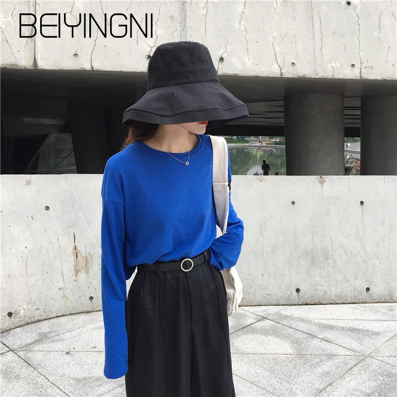 Beiyingni пикантные Топы женские модные однотонные короткие футболки с длинными