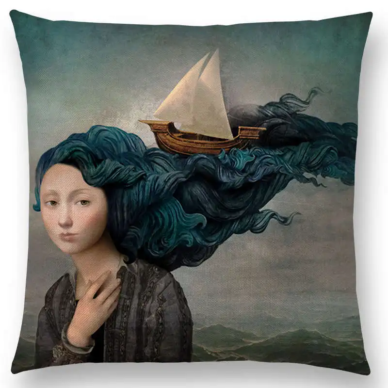 Hot Sale Elegant Lady Lovely Girl Shakespeare Plays Fantasy Painting Heart Free Wish Sea Throw Pillow Case | Дом и сад