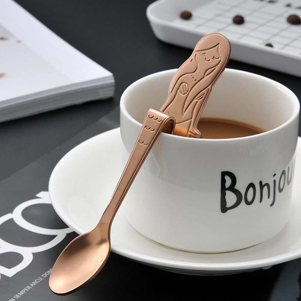 Милая ложка русалка чайная с длинной ручкой кофейные ложки подвесная чашка