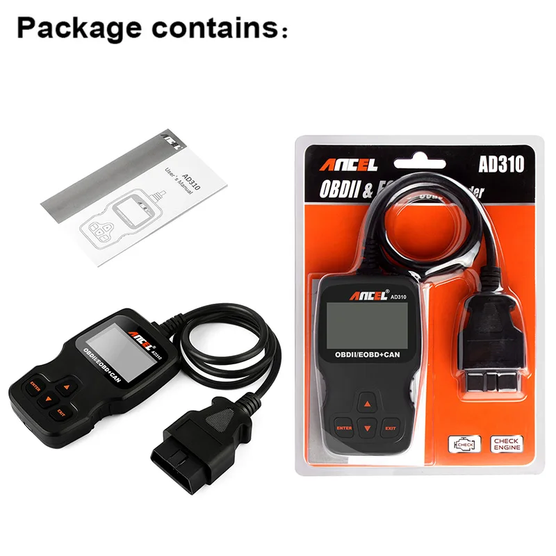 10 шт./лот Ancel AD310 Auto OBDII OBD2 считыватель кодов неисправностей двигателя Улучшенный