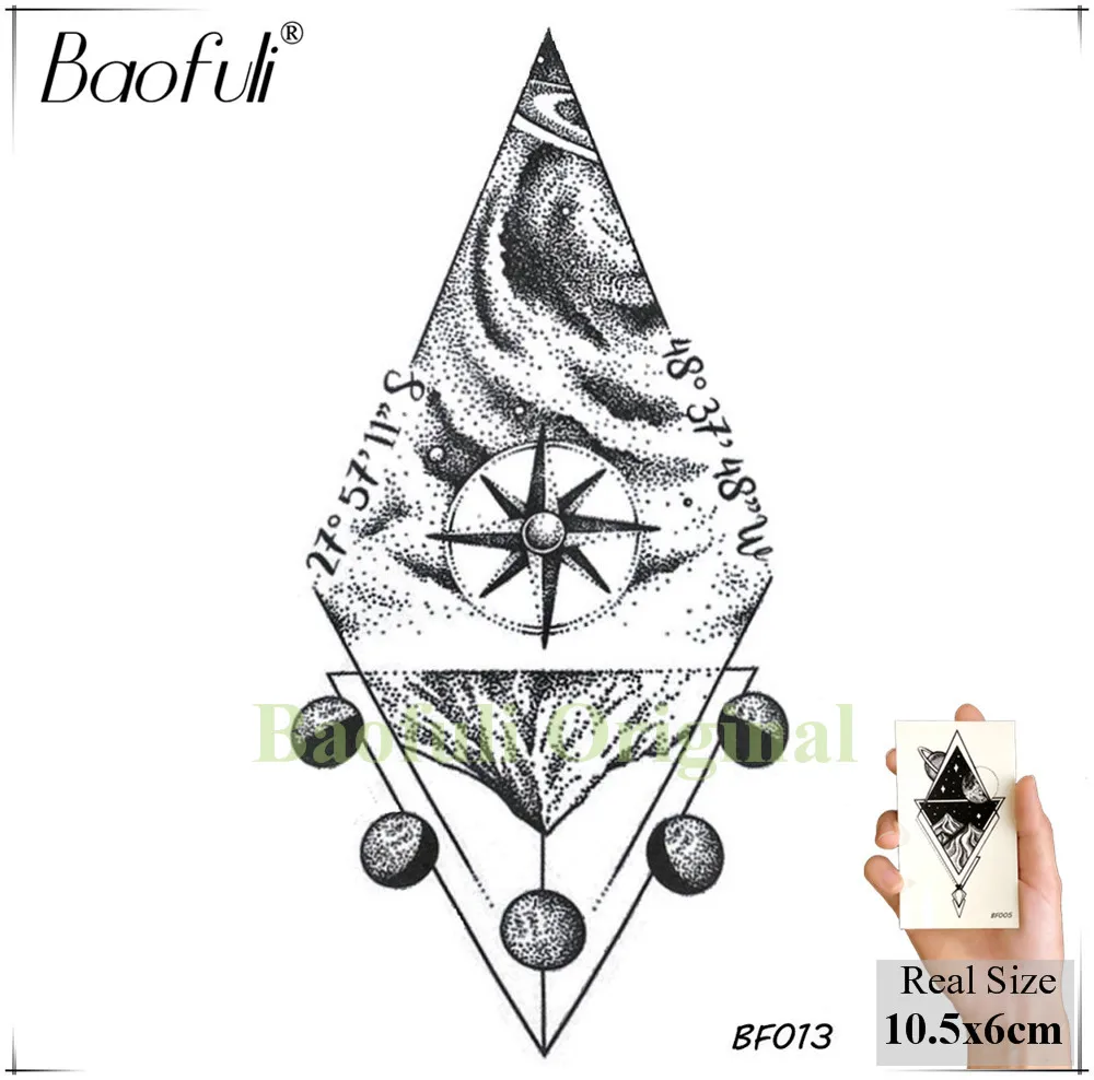 BAOFULI 20 стилей временная Мужская фототатуировка ромбовидные планеты