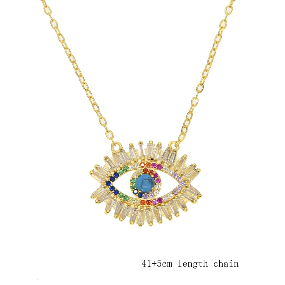 Женское Ожерелье с кулоном из циркона evil eye золотистого цвета размеры 41 + 5 см