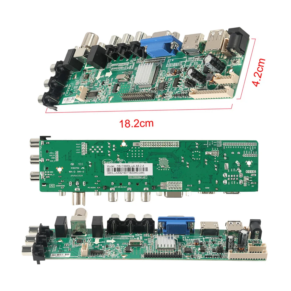 3663 цифровой DVB-C DVB-T/T2 Универсальный ЖК светодиодный ТВ контроллер плата драйвера+ 7 кнопочных кнопок+ железная перегородка 3463A русский