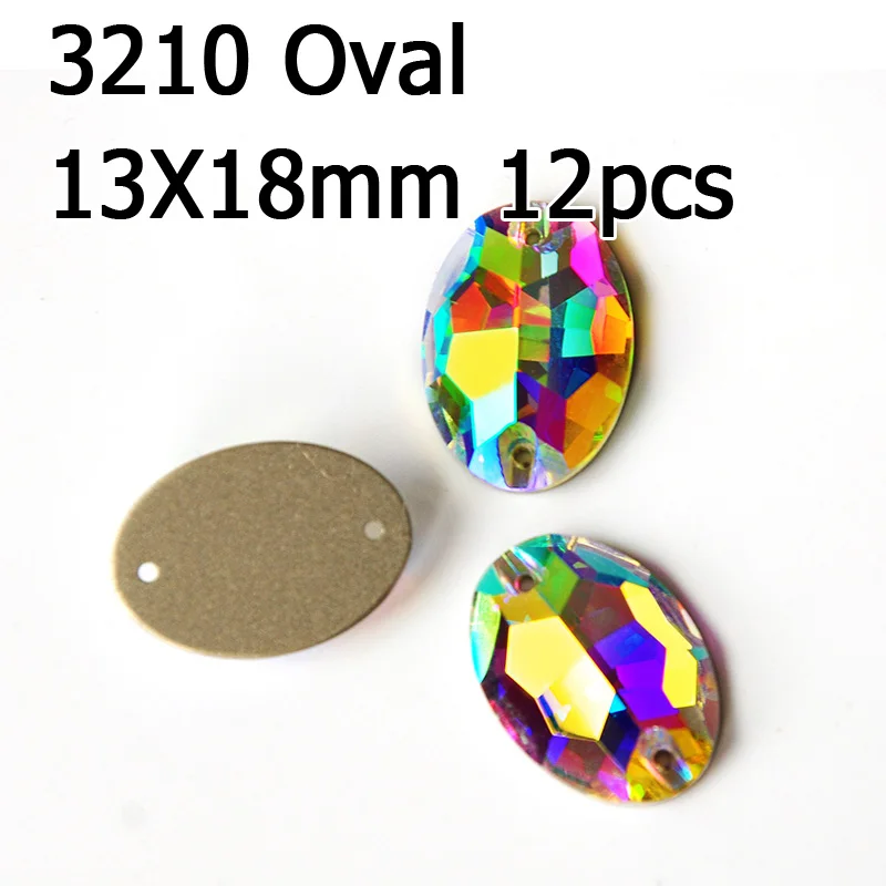 Oval 13x18mm 16pcs Кристалл AB пришить стразы различные Стразы радужные бусины Стразы для шитья ювелирных изделий платье гимнастика украшения одежды - Цвет: Oval 13x18mm 16pcs