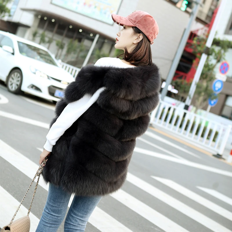 Fashion Faux Fur Vest Coat Women Casual Street Wear Fox Fur Jacket Waistcoat Chic Plus Size 3xl Sleeveless Teddy Coat Feamle