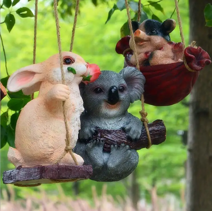 Наружная садовая Смола качели Koala панда животные подвесные украшения для