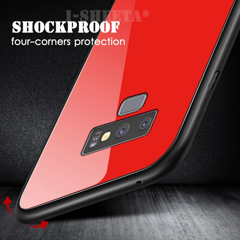 9H Tempered Glass Hard Case For Samsung Galaxy Note 9 8 S9 S8 Plus S7 Edge A6 A8 A9 Star Lite J4 J6 J8 2018 Soft Bumper |