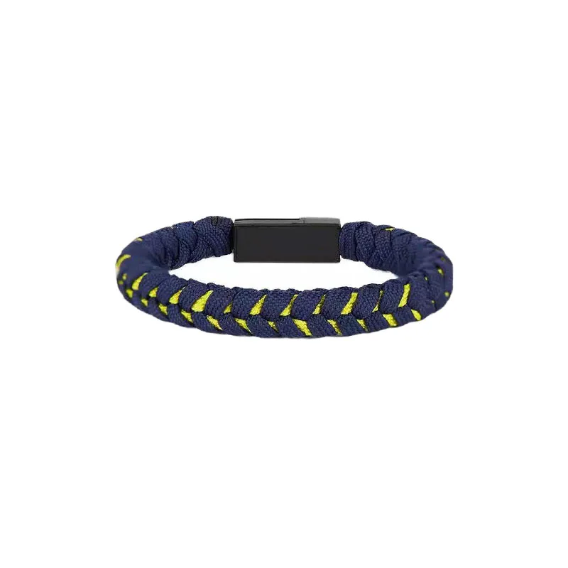 Black and yellow Анимационный Модный USB браслет на заказ браслет для iphone зарядный линейный Браслет для Android type-C iphone - Окраска металла: Black and yellow