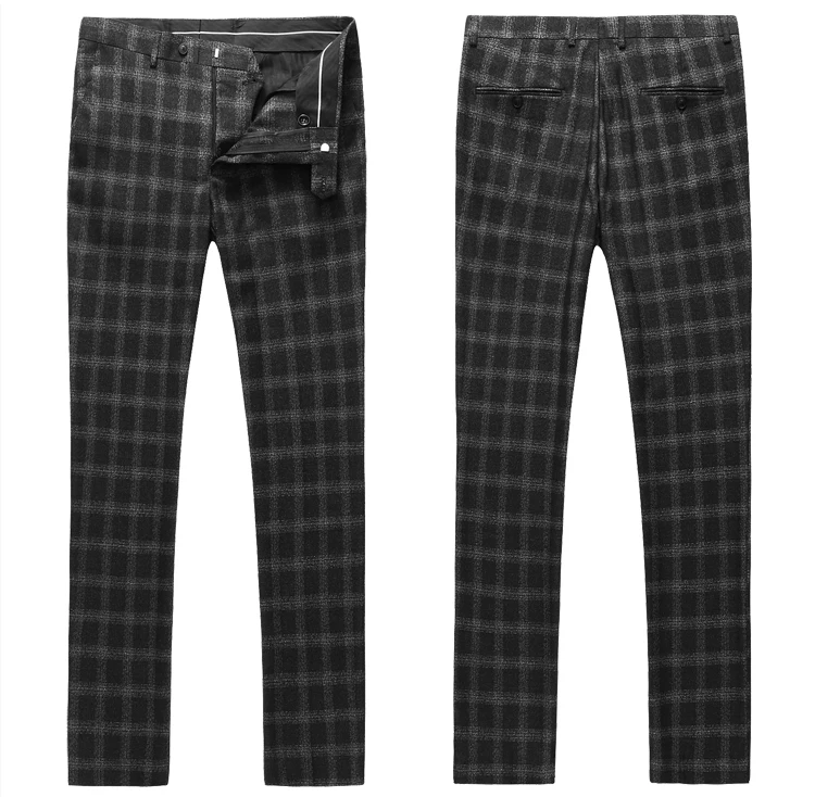LONMMY двубортный для мужчин S пиджак плед полиэстер 100% 3 шт./компл. Slim fit пиджаки