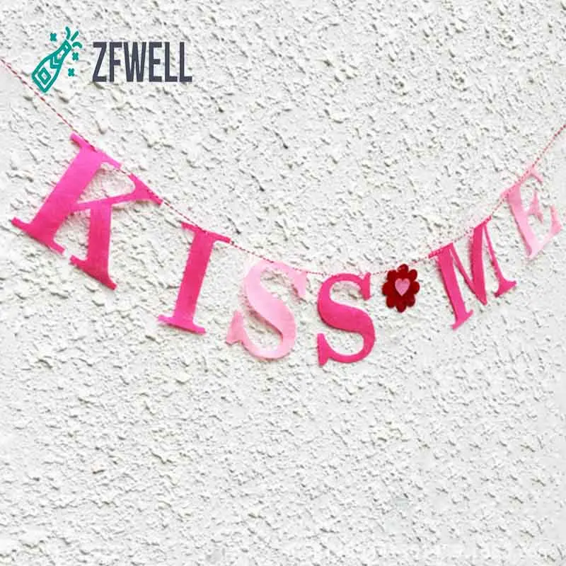 Zfwell1 шт./лот 2 мм Толстая Нетканая ткань фетровая розовая надпись Kiss me pull цветок