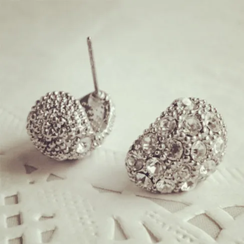 $7 Jewerly Fashion Vintage Full Crystal Crescent Stud Earrings Beatles Earring For Woman New Christmas Gift Wholesale E000 | Украшения и