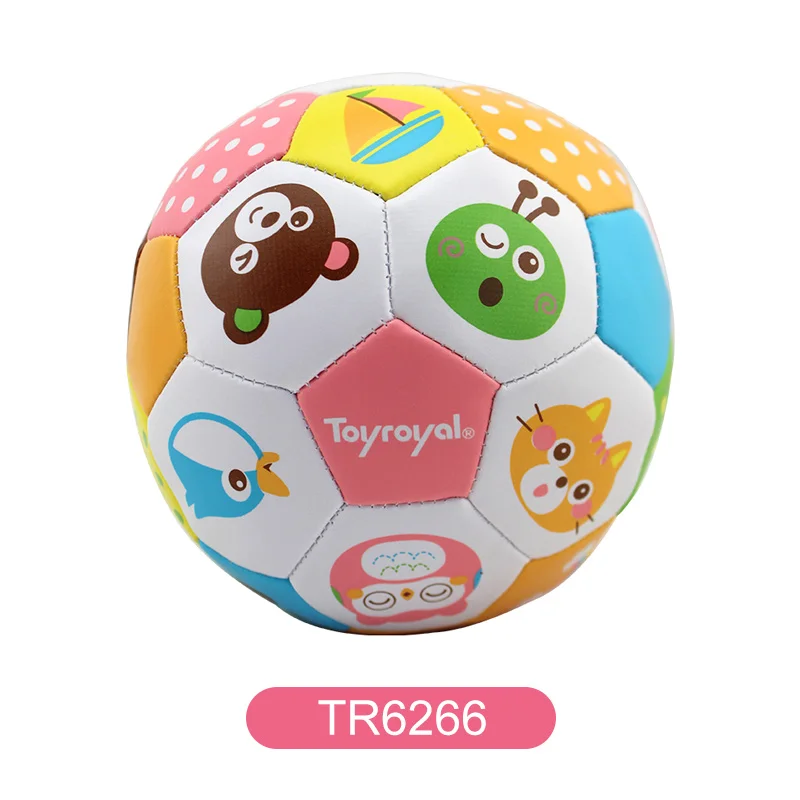 TR6266 ToyRoyal мягкая детская погремушка мяч для малышей мягкое кольцо с футбольными мячами колокольчик сенсорная игрушка мяч для ребенка 0-12 месяцев Детский подарок для игры кожа - Цвет: TR6266