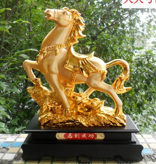 Animal resin horse decoration handi Golden office Lucky gold horse You'll have money on the table Show successroom Art Statue