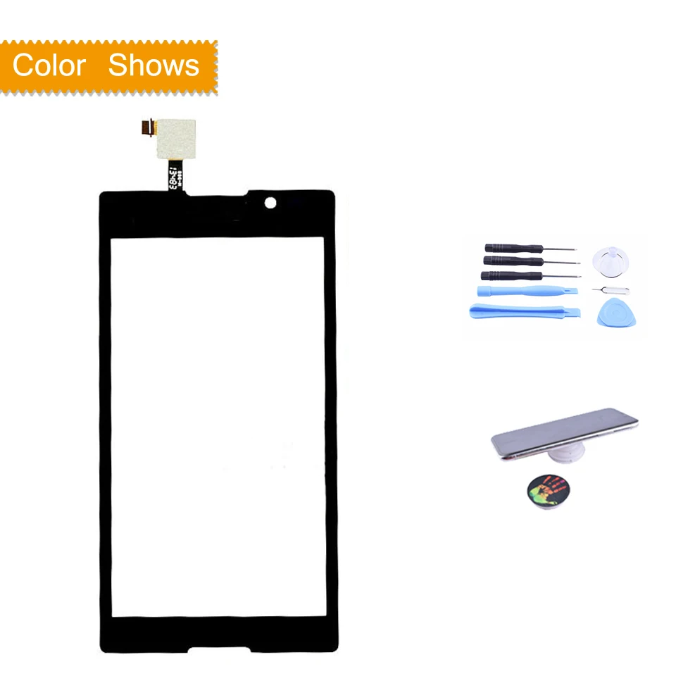 Сенсорный экран 5," для sony Xperia C S39H C2304 C2305 сенсорный экран дигитайзер Переднее стекло Сенсорная панель сенсор Замена объектива - Цвет: black with gift