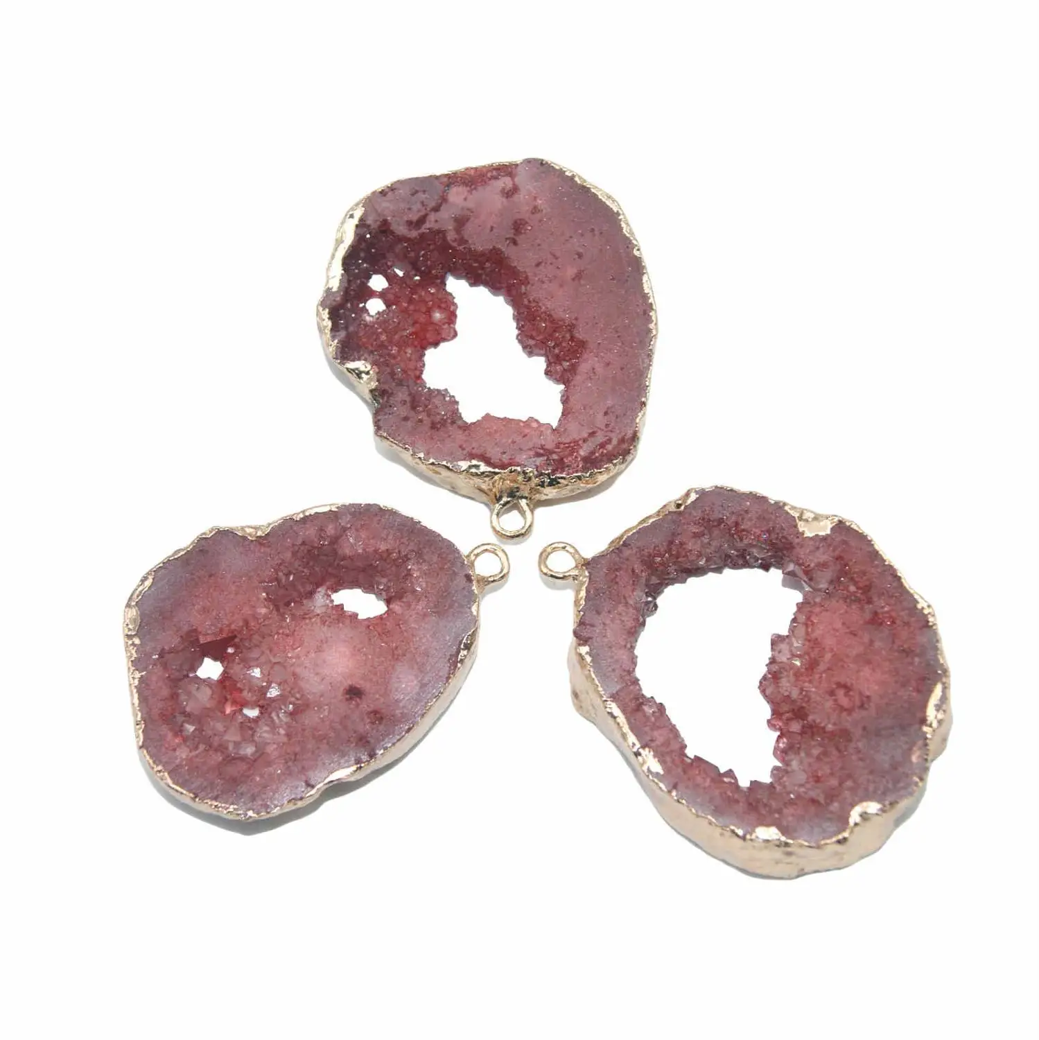 Red 1 шт. Натуральный Drusy красочный кристалл кулон неправильный геодный камень кулон для самостоятельного изготовления ювелирных изделий ожерелье браслет серьги - Окраска металла: Red